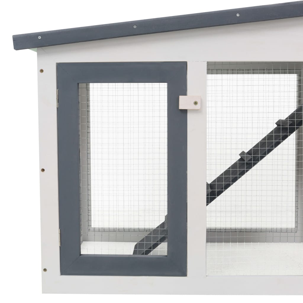 vidaXL Rabbit Hutch Bunny Cage with Pull Out Tray and Ramp Solid Pine Wood