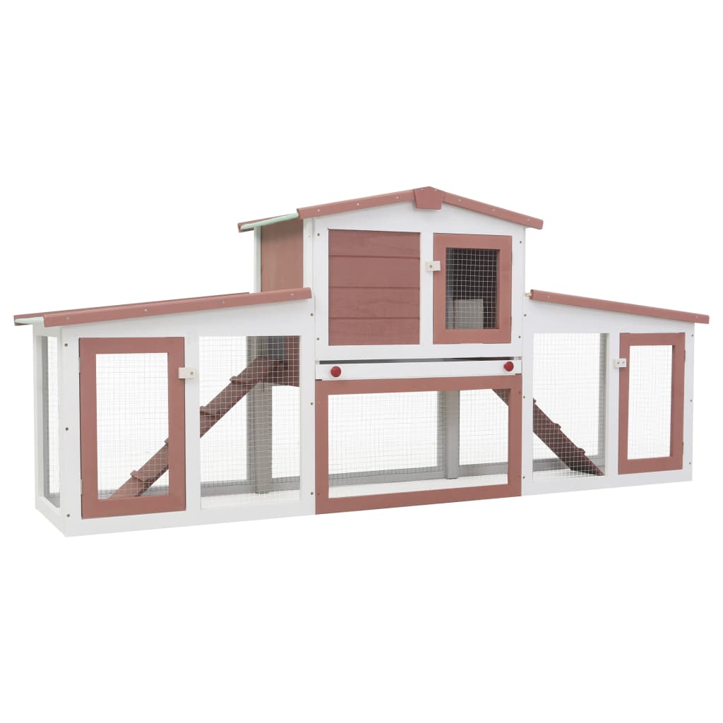 vidaXL Rabbit Hutch Bunny Cage with Pull Out Tray and Ramp Solid Pine Wood