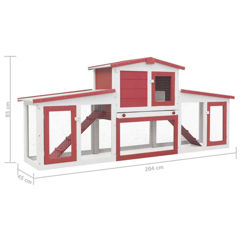 vidaXL Rabbit Hutch Bunny Cage with Pull Out Tray and Ramp Solid Pine Wood