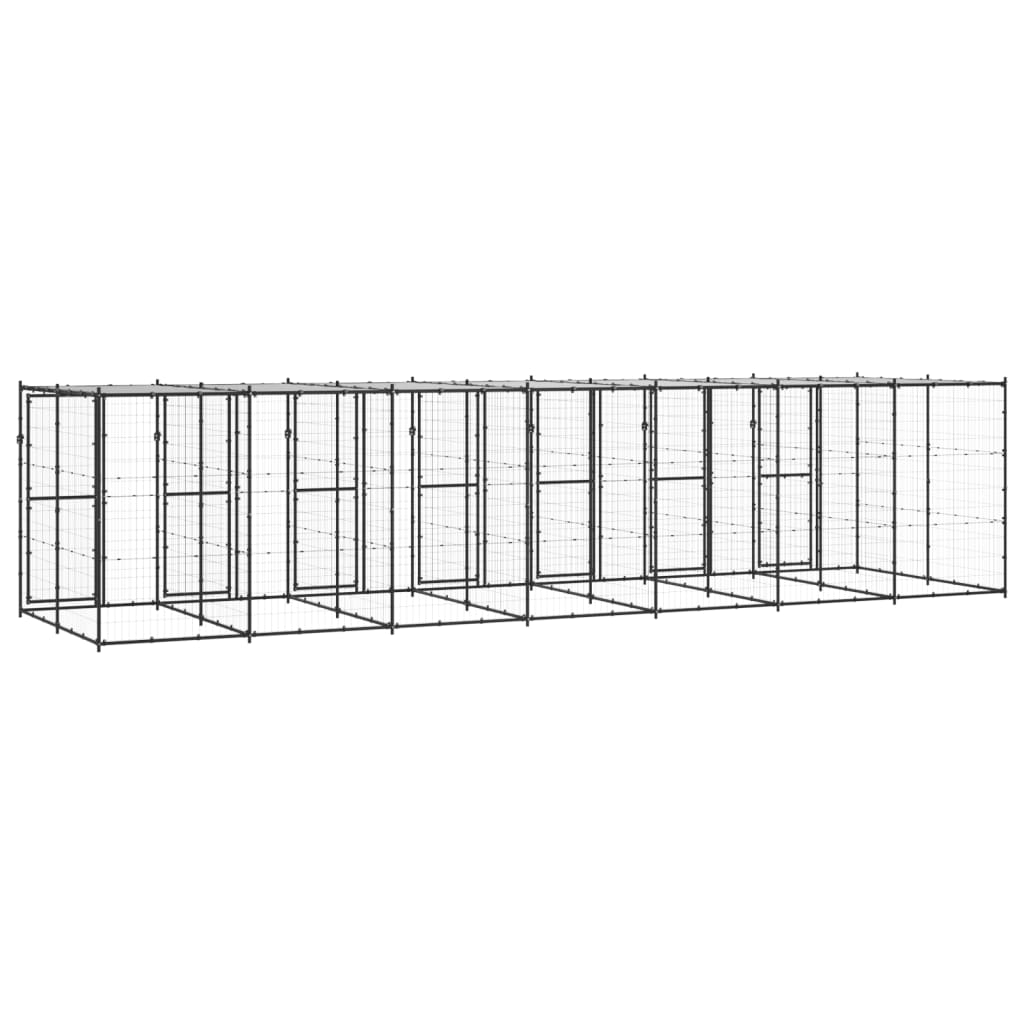vidaXL Outdoor Dog Kennel Steel with Roof 182.3 ft²