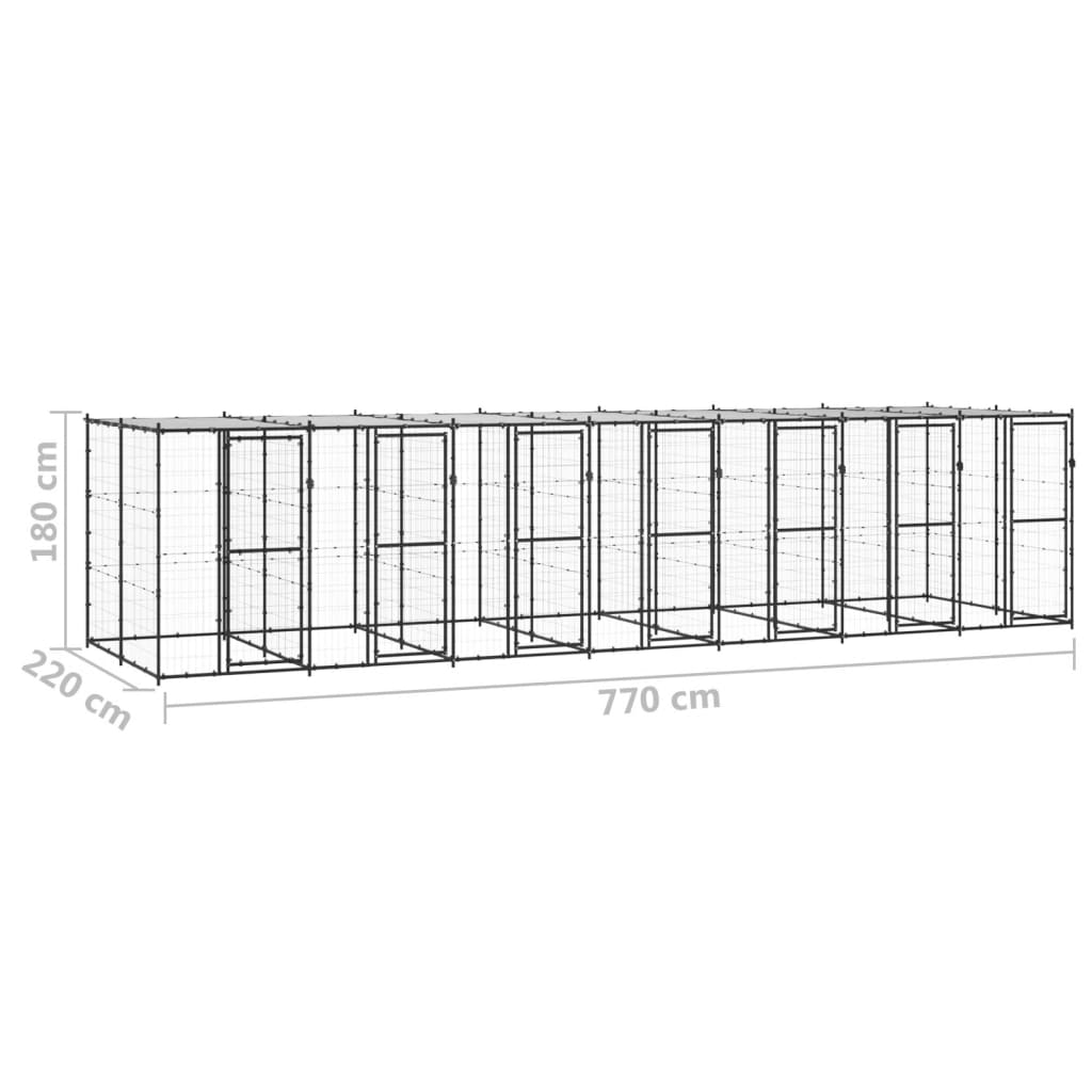vidaXL Outdoor Dog Kennel Steel with Roof 182.3 ft²