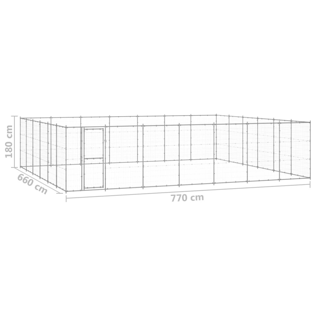 vidaXL Outdoor Dog Kennel Steel 547 ft²