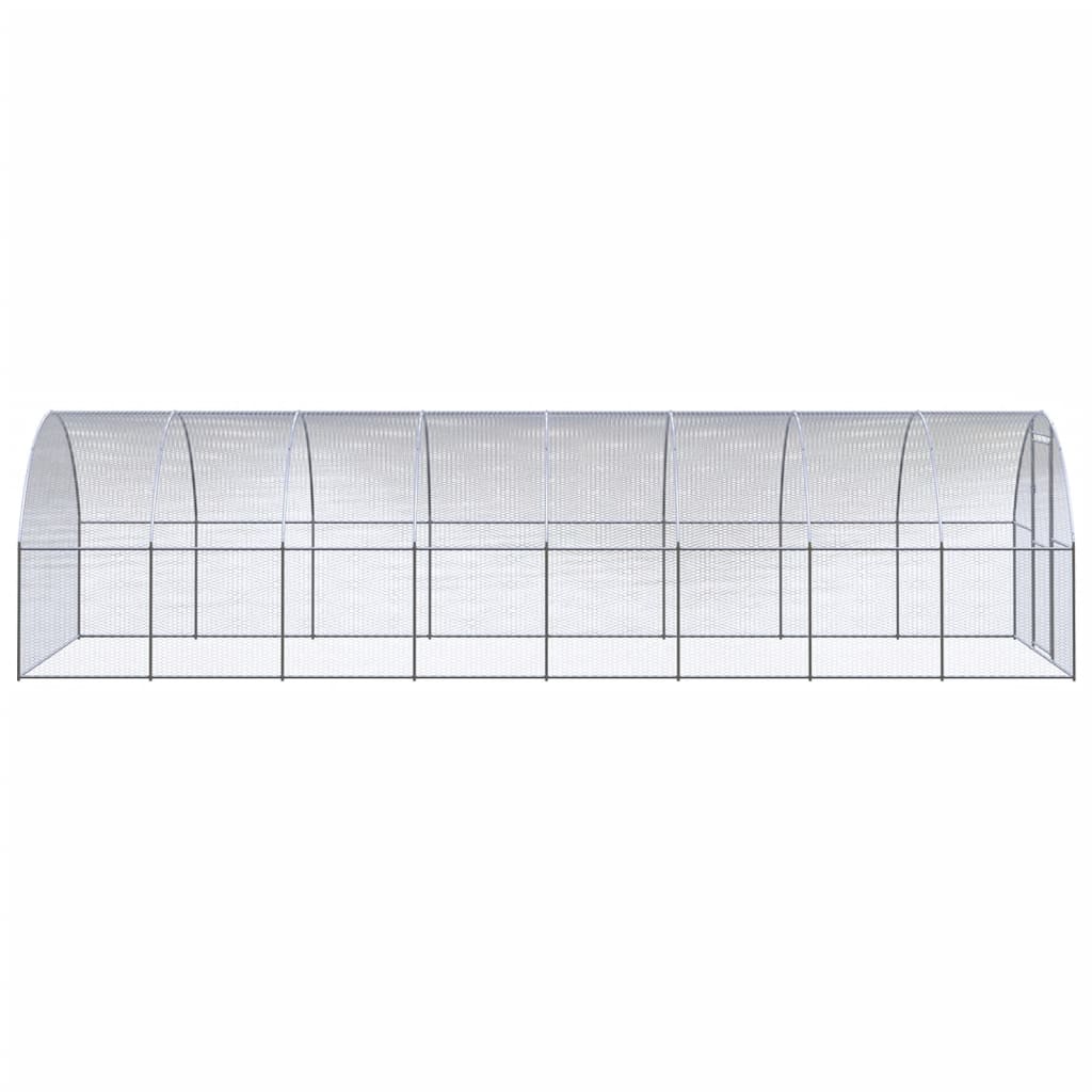 vidaXL Outdoor Chicken Coop 9.8'x26.2'x6.6' Galvanized Steel