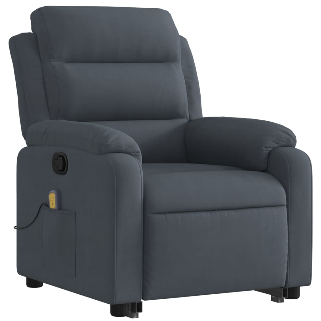 vidaXL Stand up Massage Recliner Chair Dark Gray Velvet
