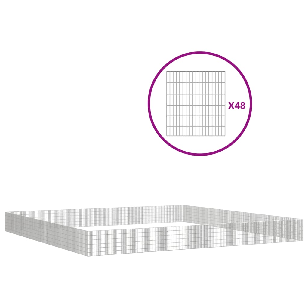vidaXL Free Range Animal Enclosure 48-Panel 21.3"x23.6" Galvanized Iron
