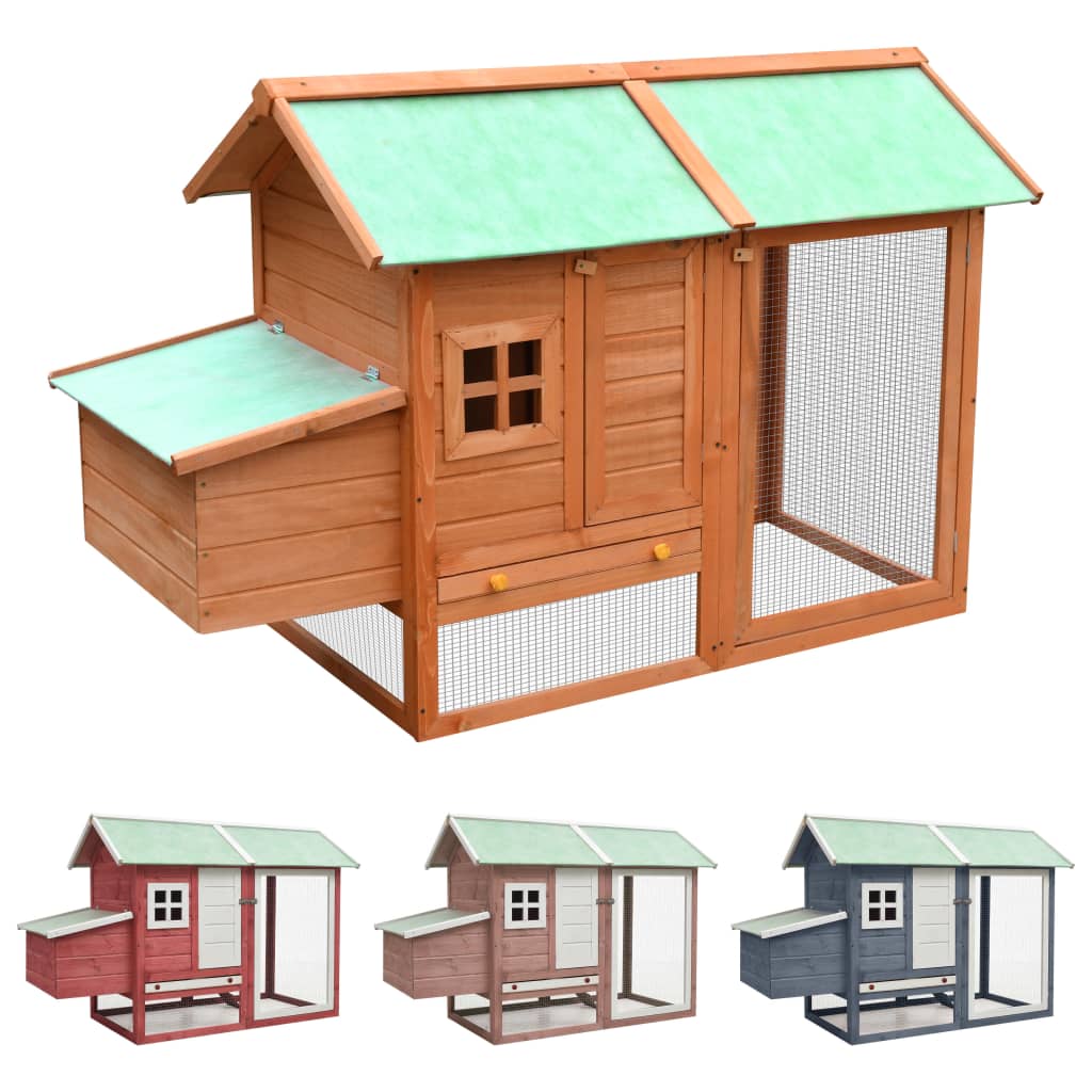 vidaXL Rabbit Hutch Bunny Cage with Pull Out Tray Rabbit Enclosure Solid Wood