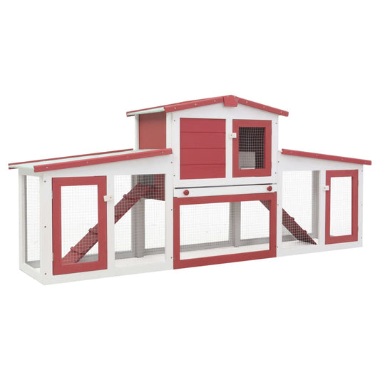 vidaXL Rabbit Hutch Bunny Cage with Pull Out Tray and Ramp Solid Pine Wood