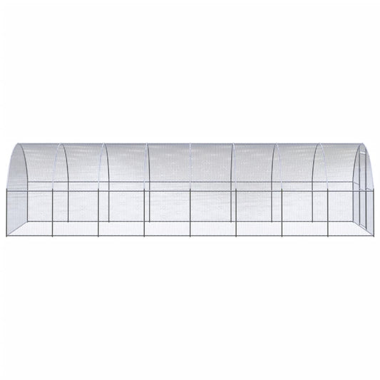 vidaXL Outdoor Chicken Coop 9.8'x26.2'x6.6' Galvanized Steel
