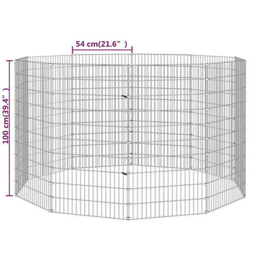 vidaXL Free Range Animal Enclosure 10-Panel 21.3"x39.4" Galvanized Iron
