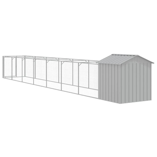 vidaXL Dog House with Run Outdoor Dog Kennel Animal House Galvanized Steel